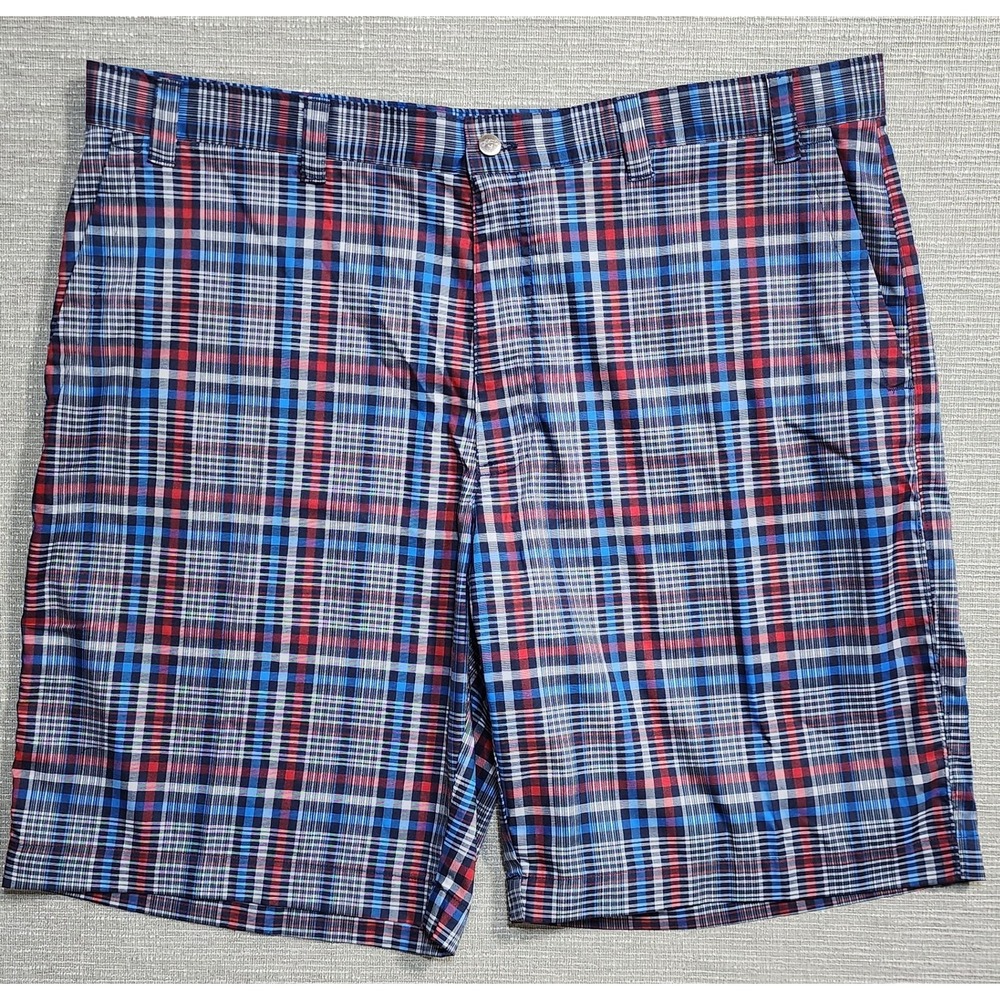Callaway Mens Plaid Golf Shorts Red White Blue Optimum Performance Size 40